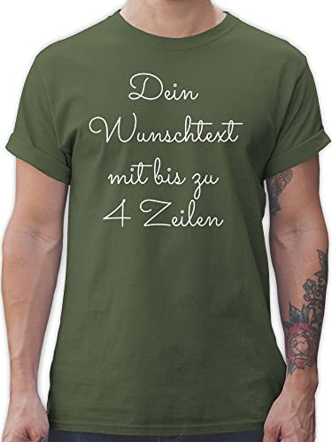 T-Shirt Herren - Aufdruck selbst gestalten - Wunschtext - 3XL - Army Grün - Text nach Wunsch Tshirt Name eigenem Schrift Bedrucken personalisierte Geschenkideen vorschau Schriftzug Lassen männer von Geschenk mit Namen personalisiert by Shirtracer