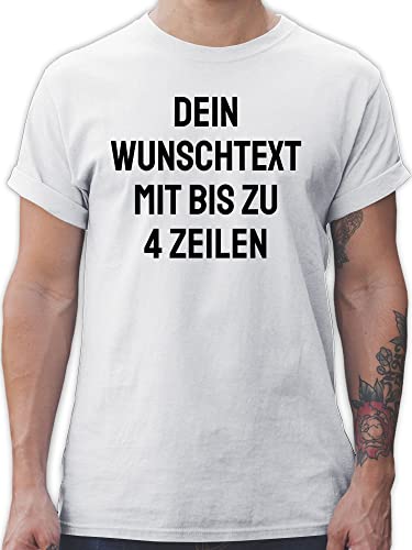 T-Shirt Herren - Aufdruck selbst gestalten - Wunschtext - XXL - Weiß - Bedruckt Lassen Name t- Shirt Tshirt beschriften Bedrucken Schrift personalisierte Shirts Dein Text beschriftet Funshirt von Geschenk mit Namen personalisiert by Shirtracer