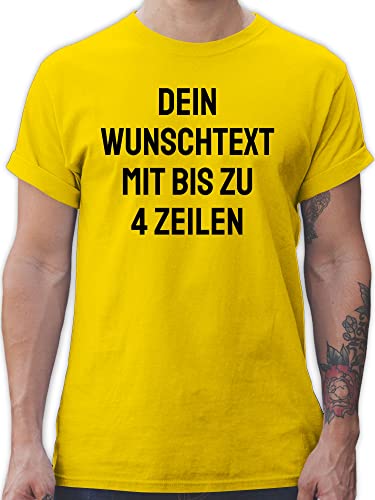 T-Shirt Herren - Aufdruck selbst gestalten - Wunschtext - 4XL - Gelb - Tshirt personalisierte t Shirts Name schreiben beschriften Shirt Bedrucken Lassen Maenner Ihr Text beschriftet t-Shirts selber von Geschenk mit Namen personalisiert by Shirtracer