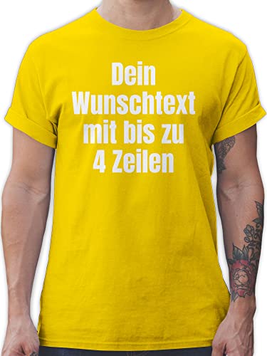 T-Shirt Herren - Aufdruck selbst gestalten - Wunschtext - 4XL - Gelb - personalisierte Geschenkideen Mann Tshirt Shirt selber beschriften männer t Shirts Text eigenem Druck t-Shirt, von Geschenk mit Namen personalisiert by Shirtracer