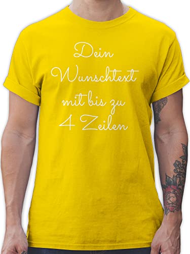 T-Shirt Herren - Aufdruck selbst gestalten - Wunschtext - M - Gelb - Wunsch Text Bedrucken selber Lassen eigenem Spruch persönlichem personalisiertem eigenen eigener Aufschrift Personalisieren von Geschenk mit Namen personalisiert by Shirtracer