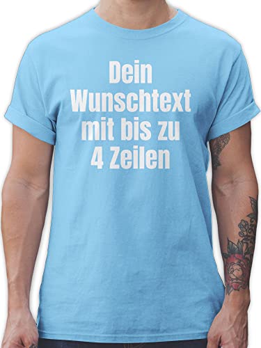 T-Shirt Herren - Aufdruck selbst gestalten - Wunschtext - M - Hellblau - Tshirt Maenner persönlichem Text Tshirts männer individuellen Druck tischert Name: t-schirt namens Shirts Kurzarm von Geschenk mit Namen personalisiert by Shirtracer