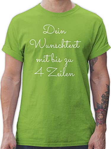 T-Shirt Herren - Aufdruck selbst gestalten - Wunschtext - M - Hellgrün - Text Bedrucken Tshirt Schriftzug beschriften Lassen zum selber drucken Personalisieren und Name Bedruckte Schrift Customized von Geschenk mit Namen personalisiert by Shirtracer