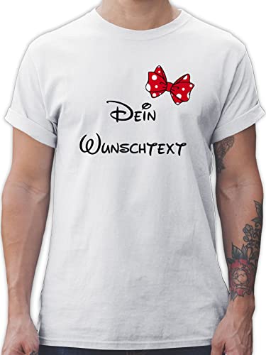 T-Shirt Herren - Aufdruck selbst gestalten - Wunschtext Schleife - L - Weiß - Shirt Bedrucken Lassen persönlichen Text Tshirt Brust Dein Name t Customized Shirts selber individueller beschriftung von Geschenk mit Namen personalisiert by Shirtracer