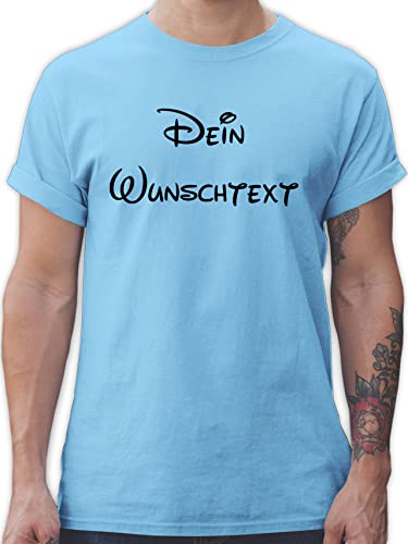 T-Shirt Herren - Aufdruck selbst gestalten - Wunschtext - L - Hellblau - Bedrucken Lassen Schrift personalisierte Tshirt with own Text nur und Name beschriften Druck zum eigener Aufschrift von Geschenk mit Namen personalisiert by Shirtracer