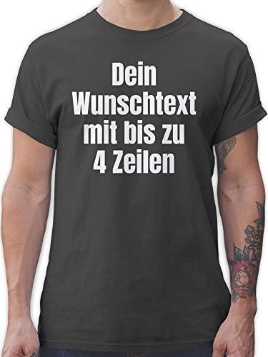 T-Shirt Herren - Aufdruck selbst gestalten - Wunschtext - XL - Dunkelgrau - Text frei wählbar Tshirt eigenem individuellen eigener Schriftzug Name Wunsch Personalisieren gestaltete selbstgewähltem von Geschenk mit Namen personalisiert by Shirtracer