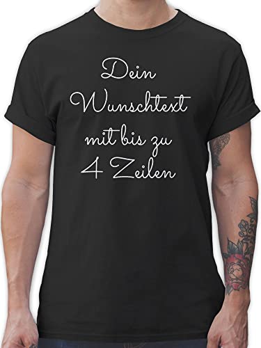 T-Shirt Herren - Aufdruck selbst gestalten - Wunschtext I Geschenk personalisiert - XXL - Schwarz - personalisierte Tshirts Tshirt selber Bedrucken 4 zeilen beschriften Shirt Personalisieren von Geschenk mit Namen personalisiert by Shirtracer