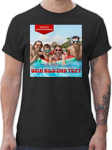 T-Shirt Herren - Geschenk mit eigenem Foto und Text personalisiert I Eigenes Bild I Custom Photo Text - 4XL - Schwarz - t Shirt selbst gestalten Vatertagsgeschenk Tshirt personalisiertes Pictures von Geschenk mit Namen personalisiert by Shirtracer