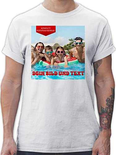 T-Shirt Herren - Bild - Eigenem Foto - M - Weiß - Aufdruck günstig Baumwoll Tshirt zum Bedrucken beschriften Lassen Shirt selber schreiben wo Man EIN drucken Text Personalised überschrift von Geschenk mit Namen personalisiert by Shirtracer