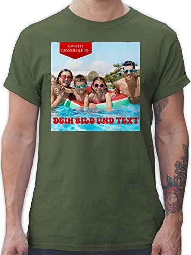 T-Shirt Herren - Bild - Eigenem Foto - 3XL - Army Grün - selber Machen Tshirt Bedrucken DIY personalisierten Druck und selbst Drauf drucken erstellen wo Man Sein eigenes Aufdruck auswählbaren Text von Geschenk mit Namen personalisiert by Shirtracer