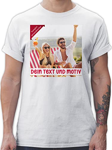 T-Shirt Herren - Bild - Eigenem Foto Geschenk - 3XL - Weiß - fotogeschenk Tshirt selber Bedrucken kann Bilder Personalised +Bild Druck Shirt wunschtext personalisierte personalierte Lassen Schrift von Geschenk mit Namen personalisiert by Shirtracer