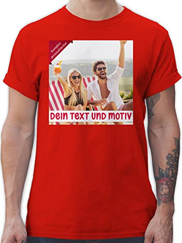 T-Shirt Herren - Bild - Eigenem Foto Geschenk - XL - Rot - und Meinem Aufdruck schriften Bedrucken Lassen eigenen Schrift beschriftung Text selbst ganzem zum anpassen personalisiertem aufdrucken von Geschenk mit Namen personalisiert by Shirtracer