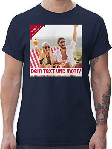 T-Shirt Herren - Bild - Eigenem Foto Geschenk - XXL - Navy Blau - selbst Design Shirt Bedrucken Lassen individualisiert Tshirt drucken peronaliertes individuelle Geschenke eigenes Druck persönlich von Geschenk mit Namen personalisiert by Shirtracer