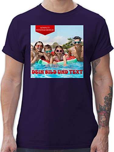 T-Shirt Herren - Bild - Eigenem Foto - M - Lila - Dein Text Tshirt Bilder selbst aussuchen Fotos Bedrucken Lassen designen schriften Wunschname wunschdruck beschriftung Schrift Druck individuell von Geschenk mit Namen personalisiert by Shirtracer