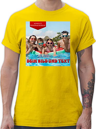 T-Shirt Herren - Bild - Eigenem Foto - S - Gelb - Shirt Bedrucken zum selbst gestalten t-Shirts für männer personalisiertes Tshirt selber drucken Kurzarm t Druck Tshirts +Bild Bedruckt Baumwolle von Geschenk mit Namen personalisiert by Shirtracer