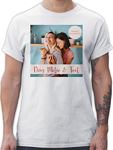 T-Shirt Herren - eigenem - Foto Bild - 3XL - Weiß - Tshirt etwas rauf drucken selber schreiben Shirt Bedrucken Lassen selbst erstellen gestalten Personalised EIN Drauf Machen von Geschenk mit Namen personalisiert by Shirtracer