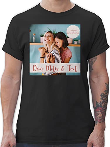 T-Shirt Herren - eigenem - Foto Bild - 4XL - Schwarz - Bedrucken Lassen Tshirt Bilder selbst aussuchen selber Text Drauf eigene Fotos fotogeschenk selbstgedrucktes Machen von Freundin wunschdruck von Geschenk mit Namen personalisiert by Shirtracer