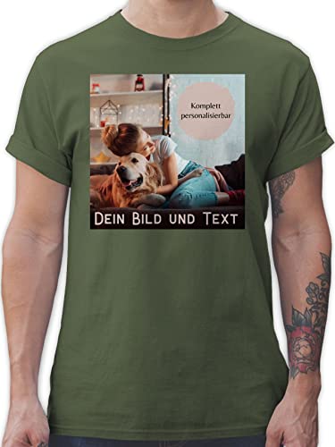 T-Shirt Herren - eigenem - Foto Bild Geschenk - 3XL - Army Grün - selber Bedrucken kann Tshirt Shirt männer schreiben Name t-Shirts für Drauf drucken Text eigenes eigenen Fotos EIN Machen von Geschenk mit Namen personalisiert by Shirtracer