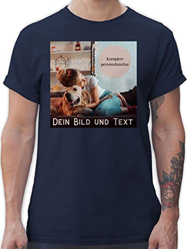 T-Shirt Herren - eigenem - Foto Bild Geschenk - 3XL - Navy Blau - t Shirt Bedrucken Geschenke die Man beschriften kann Tshirt für männer selber fotogeschenke Mann wo EIN drucken Text eigenes Logo von Geschenk mit Namen personalisiert by Shirtracer