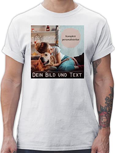 T-Shirt Herren - eigenem - Foto Bild Geschenk - 3XL - Weiß - Tshirt selber Bedrucken Name und t-Shirts männer Vatertagsgeschenk t Shirt selbst Design Kurzarm Lassen individuellem Aufdruck Shirts von Geschenk mit Namen personalisiert by Shirtracer