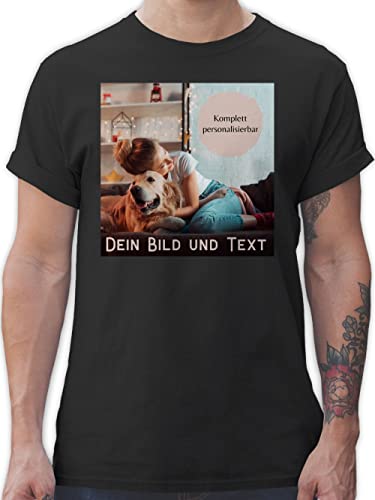 T-Shirt Herren - eigenem - Foto Bild Geschenk - 4XL - Schwarz - Tshirt Bedrucken DIY Bilder selbst aussuchen Shirt Vatertagsgeschenk zum beschriften Oberteil von Sich Drauf Aufdruck günstig Lassen von Geschenk mit Namen personalisiert by Shirtracer