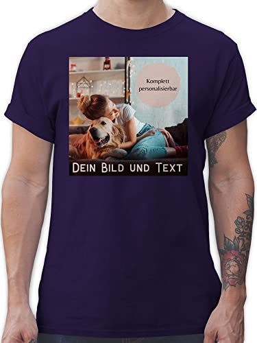 T-Shirt Herren - eigenem - Foto Bild Geschenk - M - Lila - Baumwoll Tshirt zum Bedrucken personalisiertem Druck Shirt personalisierte Geschenke männer eigene Design und wunschtext Customized von Geschenk mit Namen personalisiert by Shirtracer