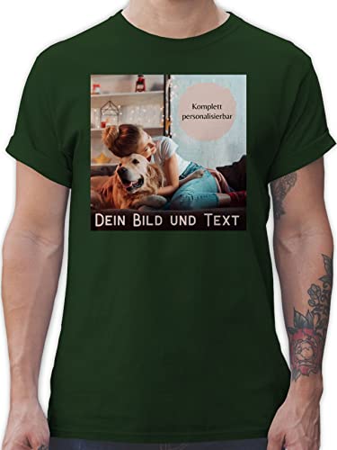 T-Shirt Herren - eigenem - Foto Bild Geschenk - XL - Dunkelgrün - Drauf drucken Text eigener und Shirt männer t-Shrit Bedrucken Vatertagsgeschenk Tshirt personalisierte Geschenke einigen Aufdruck von Geschenk mit Namen personalisiert by Shirtracer