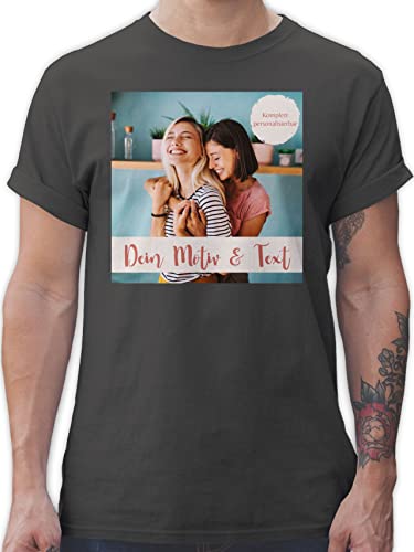 T-Shirt Herren - eigenem - Foto Bild - M - Dunkelgrau - zum selbst Bedrucken Tshirt selber Bilder Foto- schreiben Name Design Your own individuelle Geschenke bildgeschenke Fotos personalisierbarer von Geschenk mit Namen personalisiert by Shirtracer