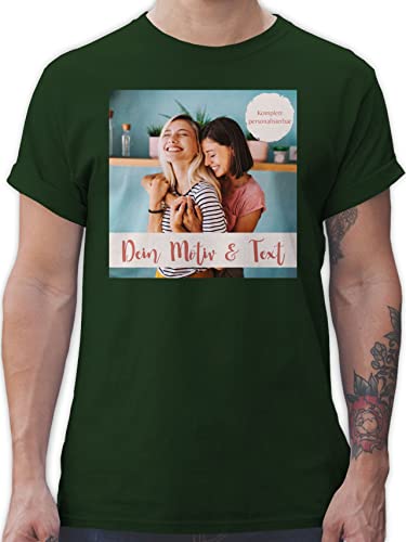 T-Shirt Herren - eigenem - Foto Bild - XXL - Dunkelgrün - Shirt Bedrucken personalisierte Geschenke Tshirt männer Foto- Maenner beschriftung selbstgestalten selbst gestalten selber Bedruckte von Geschenk mit Namen personalisiert by Shirtracer