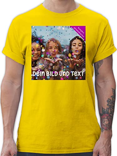 T-Shirt Herren - Foto eigenem Bild - Fotogeschenk - 3XL - Gelb - eigenen Bilder Bedrucken Tshirt Fotos selber gemacht Oberteil von Sich Drauf Name Meinem selbst drucken personalisierte eigener Text von Geschenk mit Namen personalisiert by Shirtracer