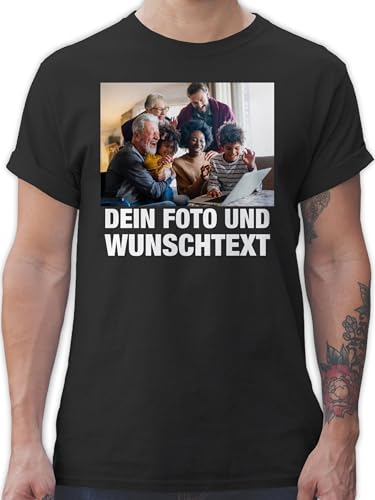 T-Shirt Herren - Geschenk mit Bild I eigenem Foto I Name I eigener Text I Wunschtext - 5XL - Schwarz - selbst bedrucktes Tshirt Vatertagsgeschenk t Shirt selber gestalten Logo Shirts + von Geschenk mit Namen personalisiert by Shirtracer