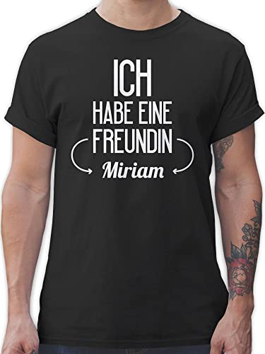 T-Shirt Herren - Freund - Ich Habe eine Freundin mit Name weiß - L - Schwarz - personalisierte Geschenke Beste Freunde Guten Kumpel Bester guter besten für Gute persoenlich Personalisieren sehr von Geschenk mit Namen personalisiert by Shirtracer