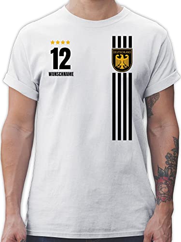 T-Shirt Herren - 2024 Fussball EM Fanartikel - Deutschland Germany Trikot Style - 4XL - Weiß - Deutschland. Shirt Tshirt fußball wm Team Shirts Fan 24 t-schirt Europa t-Shirts männer t von Geschenk mit Namen personalisiert by Shirtracer