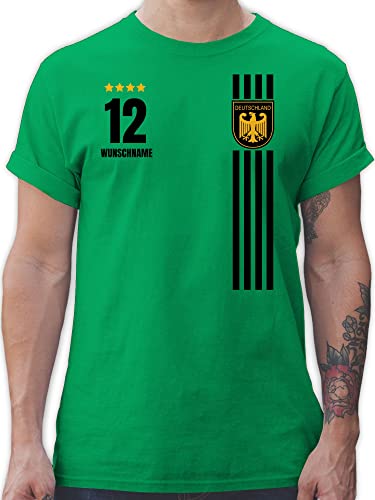 T-Shirt Herren - 2024 Fussball EM Fanartikel - Deutschland Germany Trikot Style - L - Grün - Tshirt männer fußball wm Shirts Fan 24 t Shirt Europa t-Shirts Bundesadler t-schirt von Geschenk mit Namen personalisiert by Shirtracer