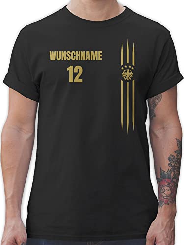 T-Shirt Herren - 2024 Fussball EM Fanartikel - Deutschland Name und Nummer - L - Schwarz - Tshirt wm Shirt fußball 24 männer Fan Europa t von Geschenk mit Namen personalisiert by Shirtracer