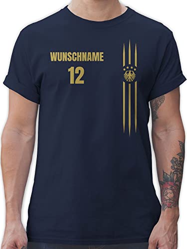 T-Shirt Herren - 2024 Fussball EM Fanartikel - Deutschland Name und Nummer - S - Navy Blau - Fan Tshirt fußball wm 24 männer Shirt Europa t von Geschenk mit Namen personalisiert by Shirtracer