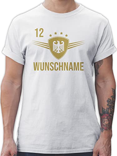 T-Shirt Herren - 2024 Fussball EM Fanartikel - Deutschland mit Namen und Nummer - XL - Weiß - fußball 12 Name Shirt Europa Tshirt wm männer von Geschenk mit Namen personalisiert by Shirtracer