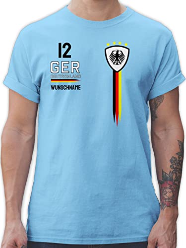 T-Shirt Herren - 2024 Fussball EM Fanartikel - Deutschland WM Trikot Farben - L - Hellblau - Tshirt fußball 24 Shirt Fan Shirts männer Trikots t Deutschland-t-Shirt Europa Germany Herren-Shirt von Geschenk mit Namen personalisiert by Shirtracer