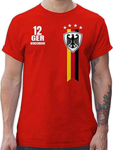 T-Shirt Herren - 2024 Fussball EM Fanartikel - Germany WM Fan Deutschland - S - Rot - Tshirt Shirt Europa Deutscher Nationalmannschaft Tshirts Baumwolle fußball Name Shirts fussballmannschaft Fans von Geschenk mit Namen personalisiert by Shirtracer