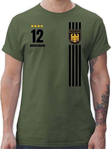 T-Shirt Herren - 2024 Fussball EM Fanartikel - Deutschland Germany Trikot Style - XL - Army Grün - Shirt Tshirt fußball Deutschland. Shirts männer Europa Bundesadler t-Shirts Team t-schirt t wm von Geschenk mit Namen personalisiert by Shirtracer
