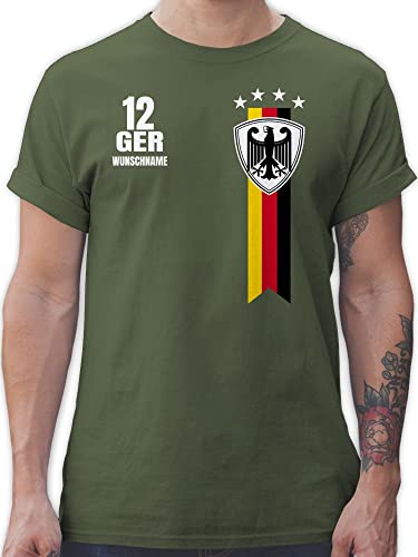 T-Shirt Herren - 2024 Fussball EM Fanartikel - Germany WM Fan Deutschland - M - Army Grün - Deutscher Nationalmannschaft t- Shirt Tshirt fußball 24 Personalisieren t Shirts männer von Geschenk mit Namen personalisiert by Shirtracer