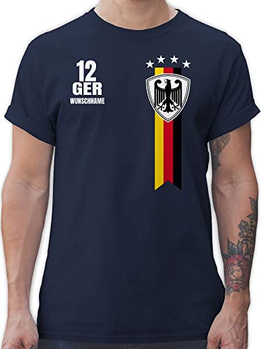 T-Shirt Herren - 2024 Fussball EM Fanartikel - Germany WM Fan Deutschland - M - Navy Blau - Tshirt Herren, fußball Nationalmannschaft t Shirt Shirts männer fussballmannschaft Europa Bundesadler von Geschenk mit Namen personalisiert by Shirtracer