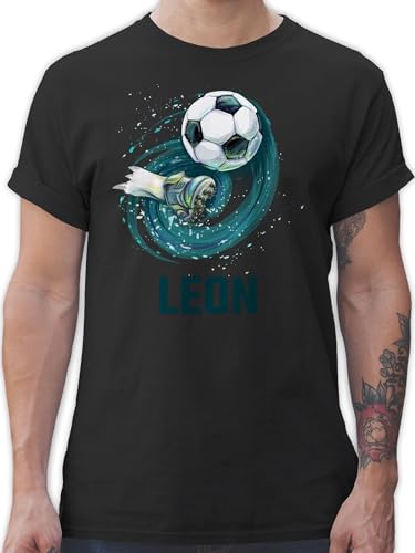 T-Shirt Herren - Fußball Schuss Cool Fußballfan - L - Schwarz - Geschenke für Fussballfans Shirt Fussball Fussballer Shirts fußballer fussballgeschenk Name männer Text personalisierte von Geschenk mit Namen personalisiert by Shirtracer