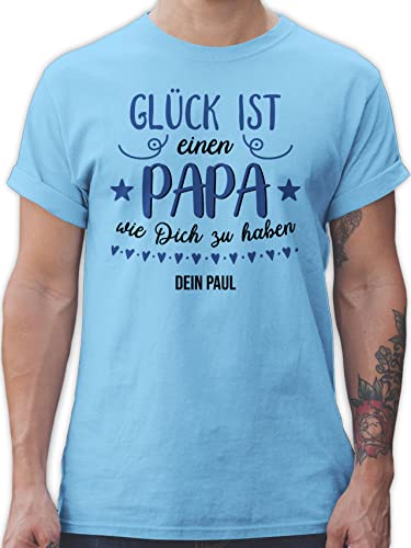 T-Shirt Herren - zum Vatertag - Glück ist einen Papa wie Dich zu haben - XXL - Hellblau - Geschenke für Vater Tshirt personalisierte väter Vatertagsgeschenk dad personalisiertes Shirt von Geschenk mit Namen personalisiert by Shirtracer