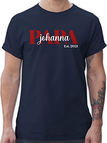 T-Shirt Herren - zum Vatertag - Papa Schriftzug Namen Tochter Sohn Datum - 5XL - Navy Blau - Tshirt Vater Geschenke väter für personalisierte Vatertagsgeschenk Shirt personalisiertes Name papatags von Geschenk mit Namen personalisiert by Shirtracer