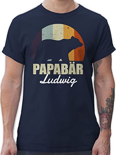 T-Shirt Herren - zum Vatertag - Papabär Bär Papa Vater - L - Navy Blau - Geschenke väter t Shirt Mann Vatertagsgeschenk für Tshirt Shirts personalisierte papatags personalisiertes von Geschenk mit Namen personalisiert by Shirtracer