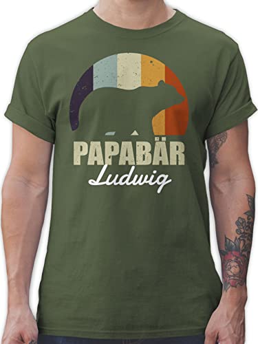 T-Shirt Herren - zum Vatertag - Papabär Bär Papa Vater - XL - Army Grün - personalisierte Geschenke väter Vatertagsgeschenk Tshirt für Shirt Name t Vatertagsgeschenke Shirts Vatertags Tochter von Geschenk mit Namen personalisiert by Shirtracer