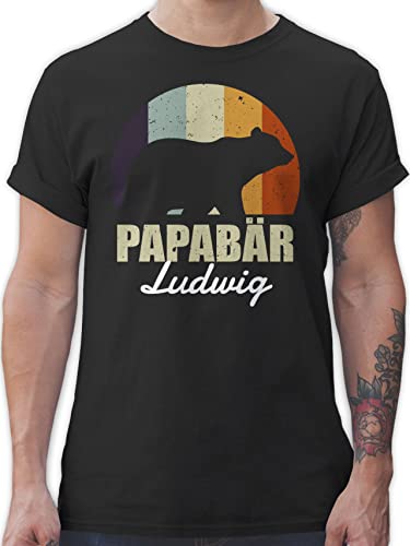 T-Shirt Herren - zum Vatertag - Papabär Bär Papa Vater - XL - Schwarz - Geschenke für werdende väter Vatertagsgeschenke t Shirt dad Tshirt Vatertagsgeschenk personalisierte papatags Shirts Name von Geschenk mit Namen personalisiert by Shirtracer