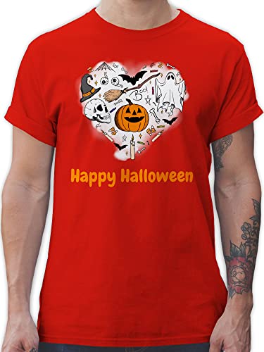 T-Shirt Herren - Kostüm gruselig - Happy Halloween - 4XL - Rot - Tshirt von Geschenk mit Namen personalisiert by Shirtracer
