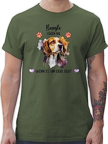 T-Shirt Herren - Hunde - Beagle - Geschenk Hundebesitzern - XL - Army Grün - Name Hund Shirt hundespruch Hunden hundemotiven hundemotive Hunde. Hundebesitzer hundemotiv eigenem und personalisierte von Geschenk mit Namen personalisiert by Shirtracer